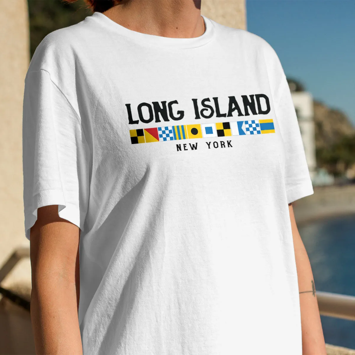 Long Island New York Nautical Flags T-Shirt, Adult Unisex 100% Cotton, S-2X