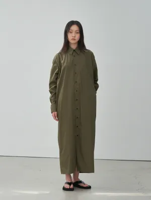 LONG-SLEEVE PETER SHIRT DRESS (KHAKI)