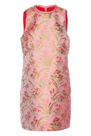 Mackenzie Pink Jacquard Mini Dress