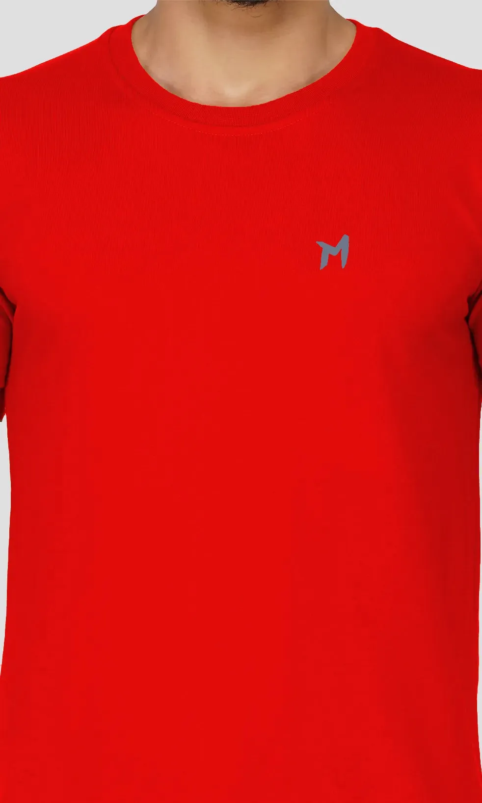 Mebadass Cotton Mens Basic Solid Halfsleeves T-shirts - Red