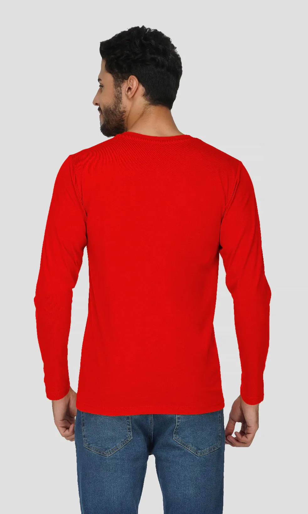 Mebadass Cotton Mens Fullsleeve Regular Size T-shirt - Red