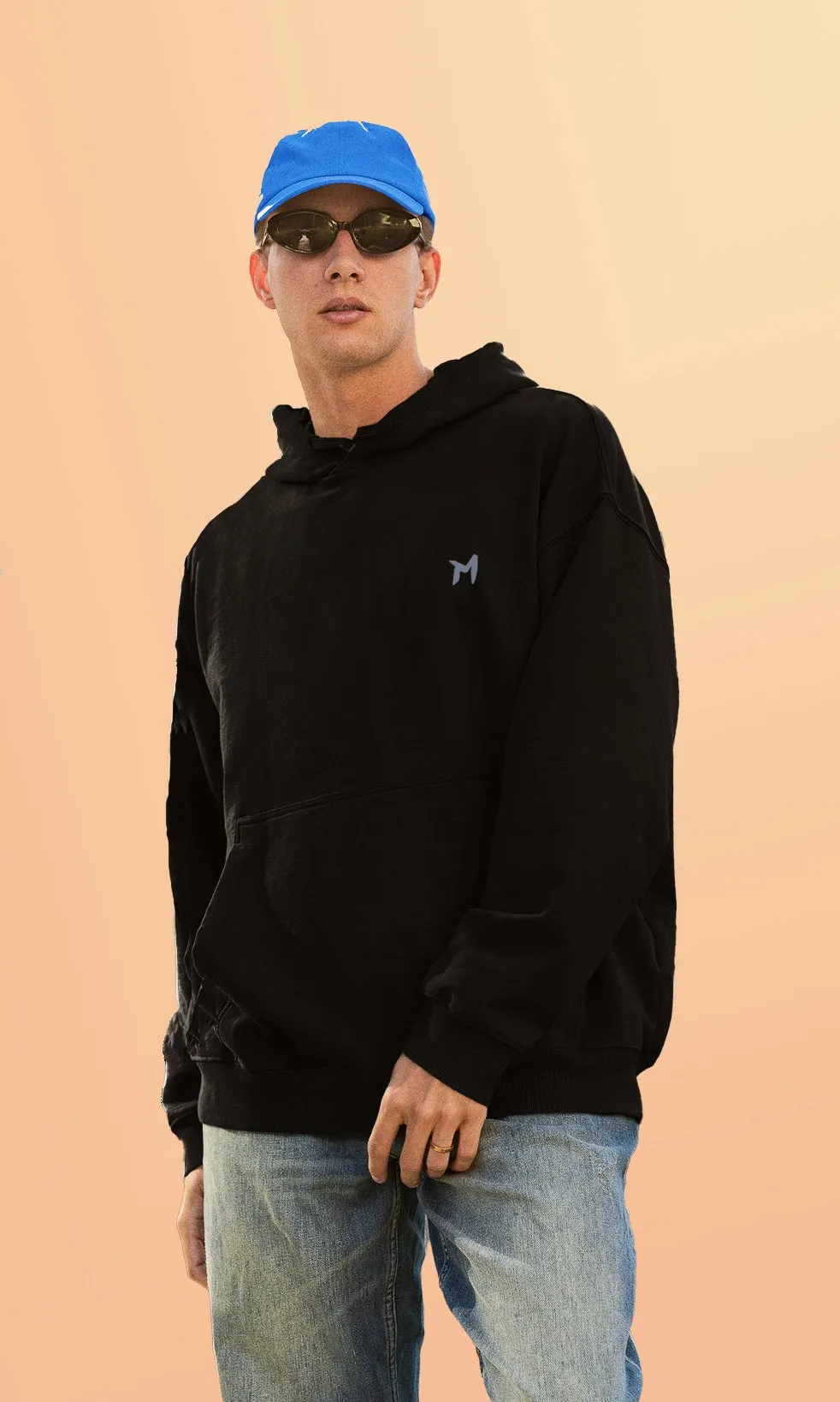 Mebadass Cotton Men's Oversized Hoodie - Black