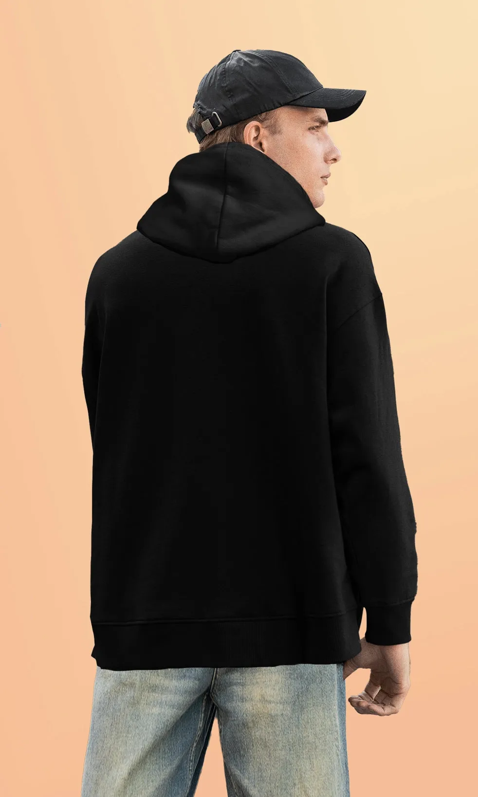 Mebadass Cotton Men's Oversized Hoodie - Black