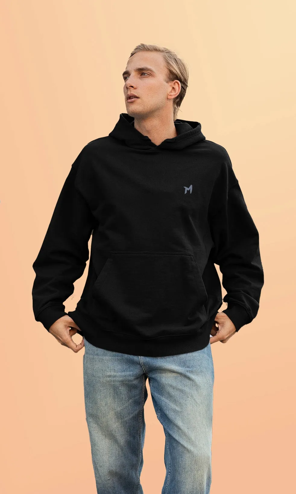 Mebadass Cotton Men's Oversized Hoodie - Black