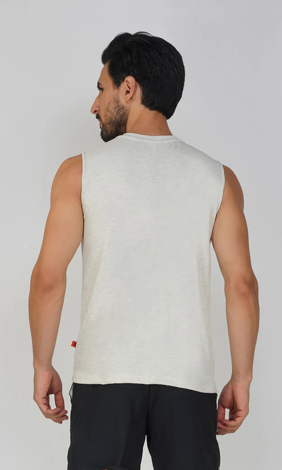 Mebadass Cotton Men's Sleeveless Regular Size Vests - Light Grey