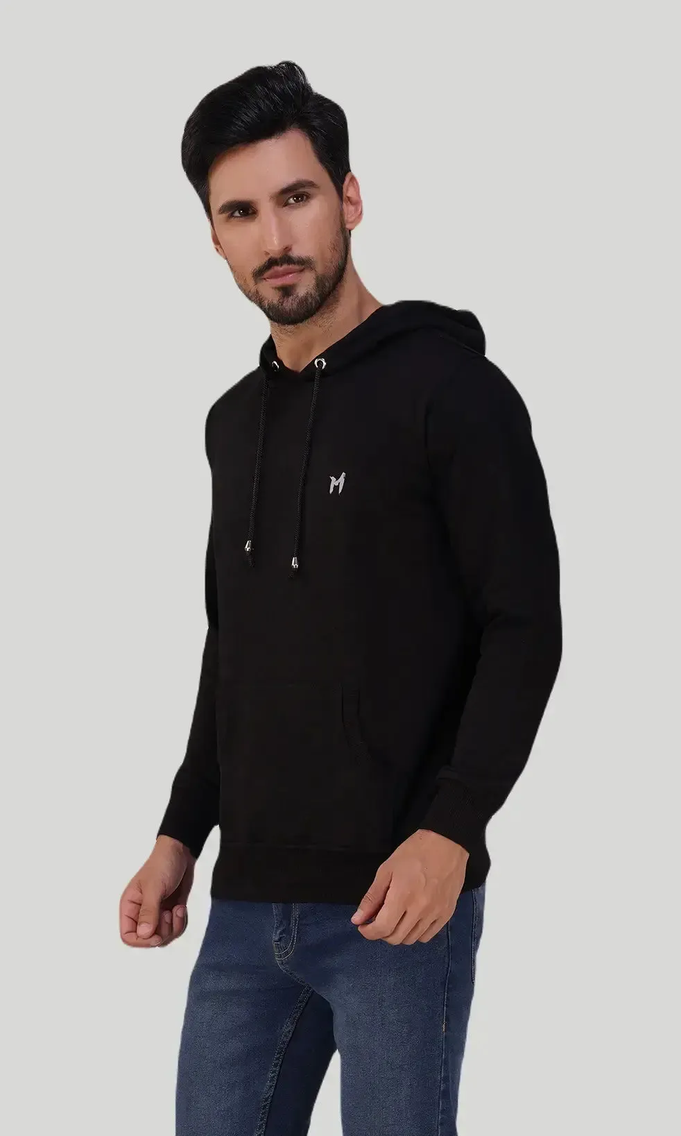 Mebadass Cotton Men's Winterwear Hoodie - Black