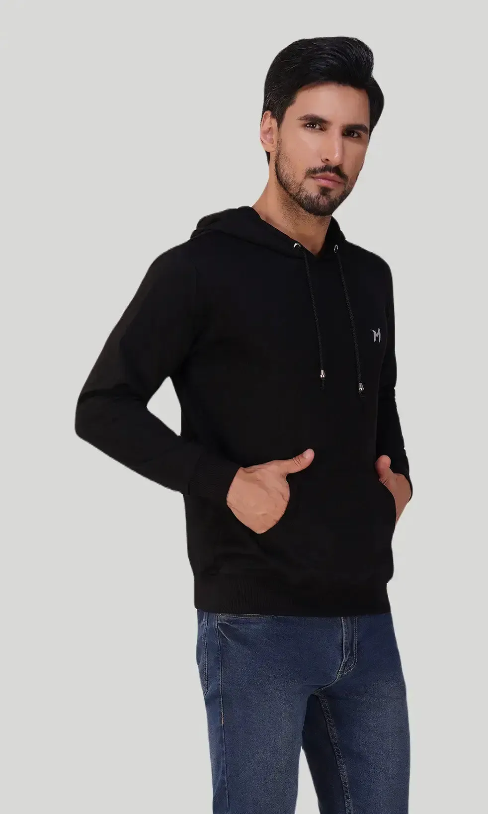 Mebadass Cotton Men's Winterwear Hoodie - Black