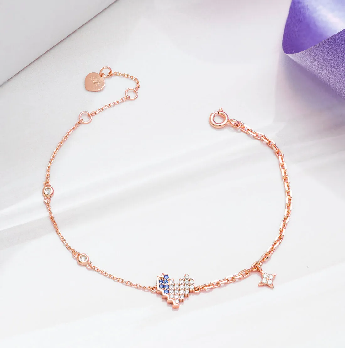 Minimal Heart 925 Rose Gold Bracelet