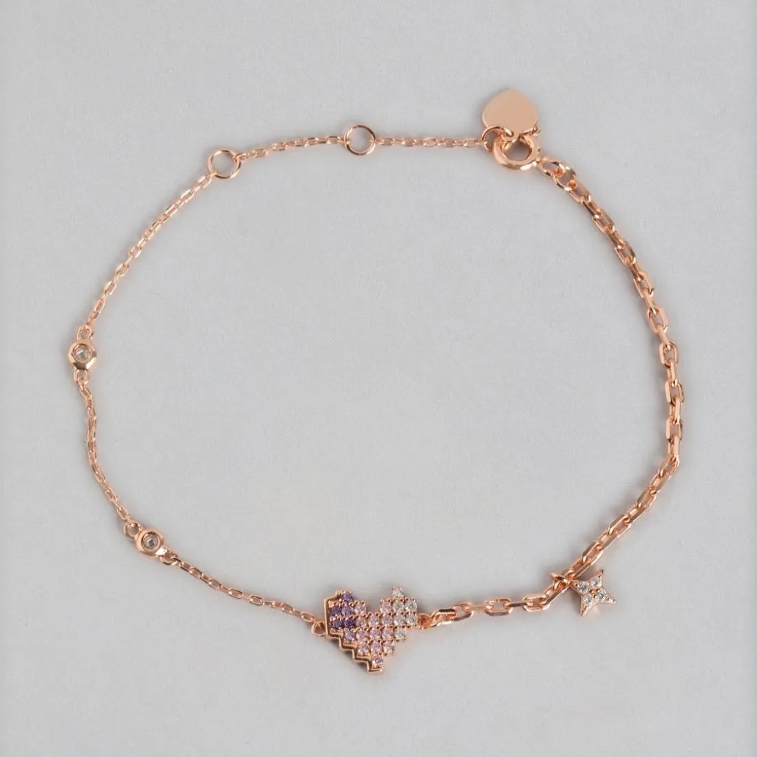 Minimal Heart 925 Rose Gold Bracelet