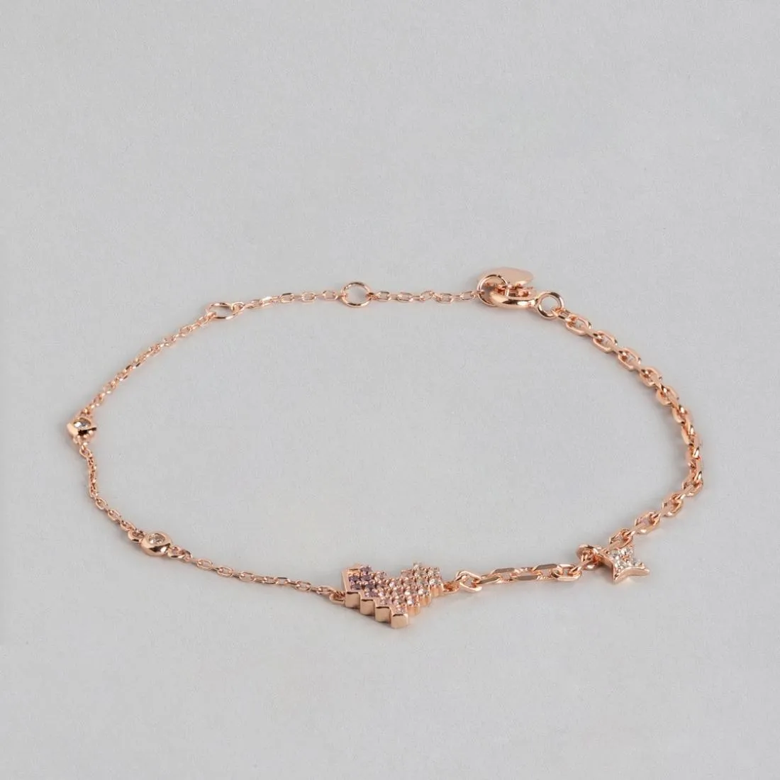 Minimal Heart 925 Rose Gold Bracelet