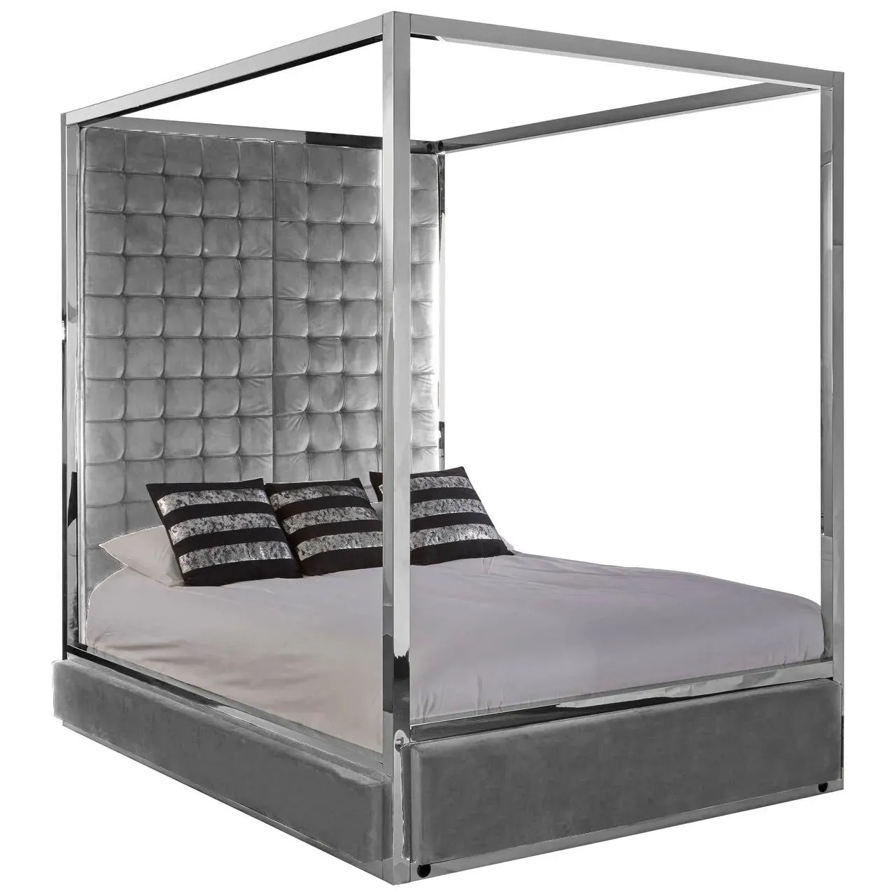 MONACO GREY VELVET BED