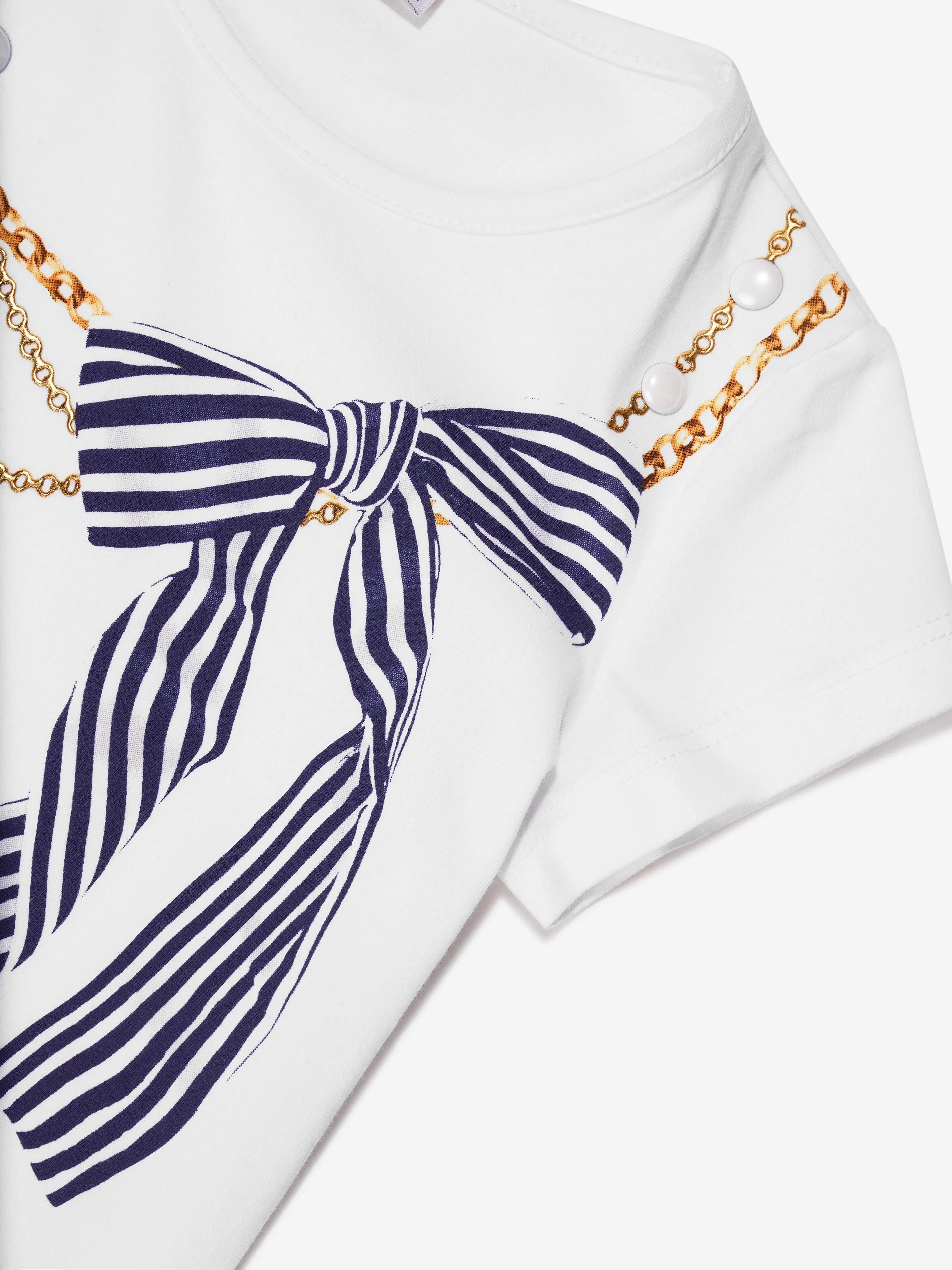 Monnalisa Girls Nautical Necklace T-Shirt in White