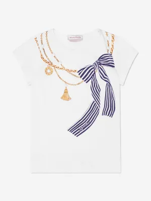 Monnalisa Girls Nautical Necklace T-Shirt in White