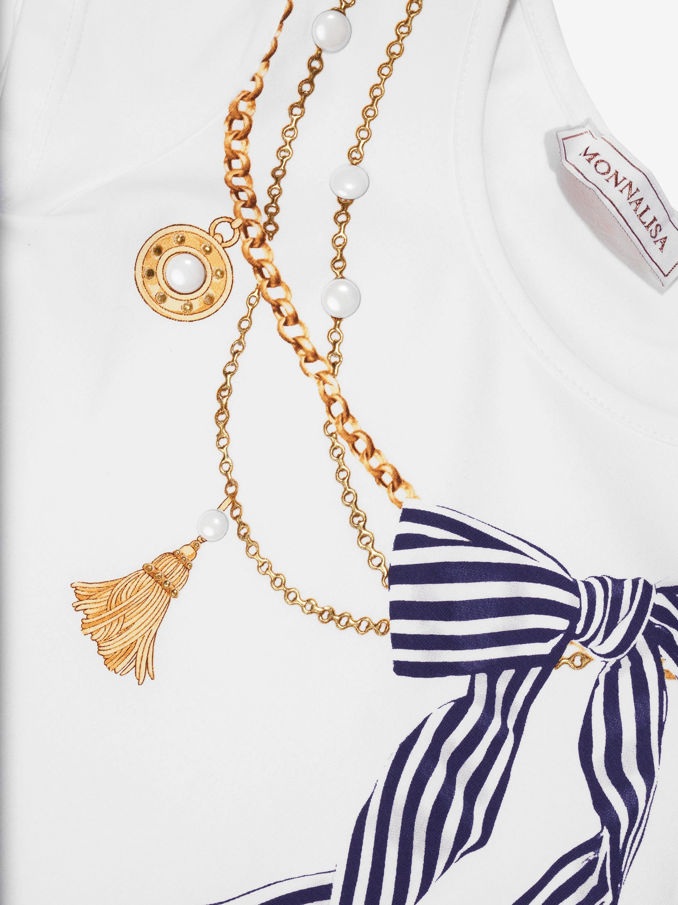 Monnalisa Girls Nautical Necklace T-Shirt in White