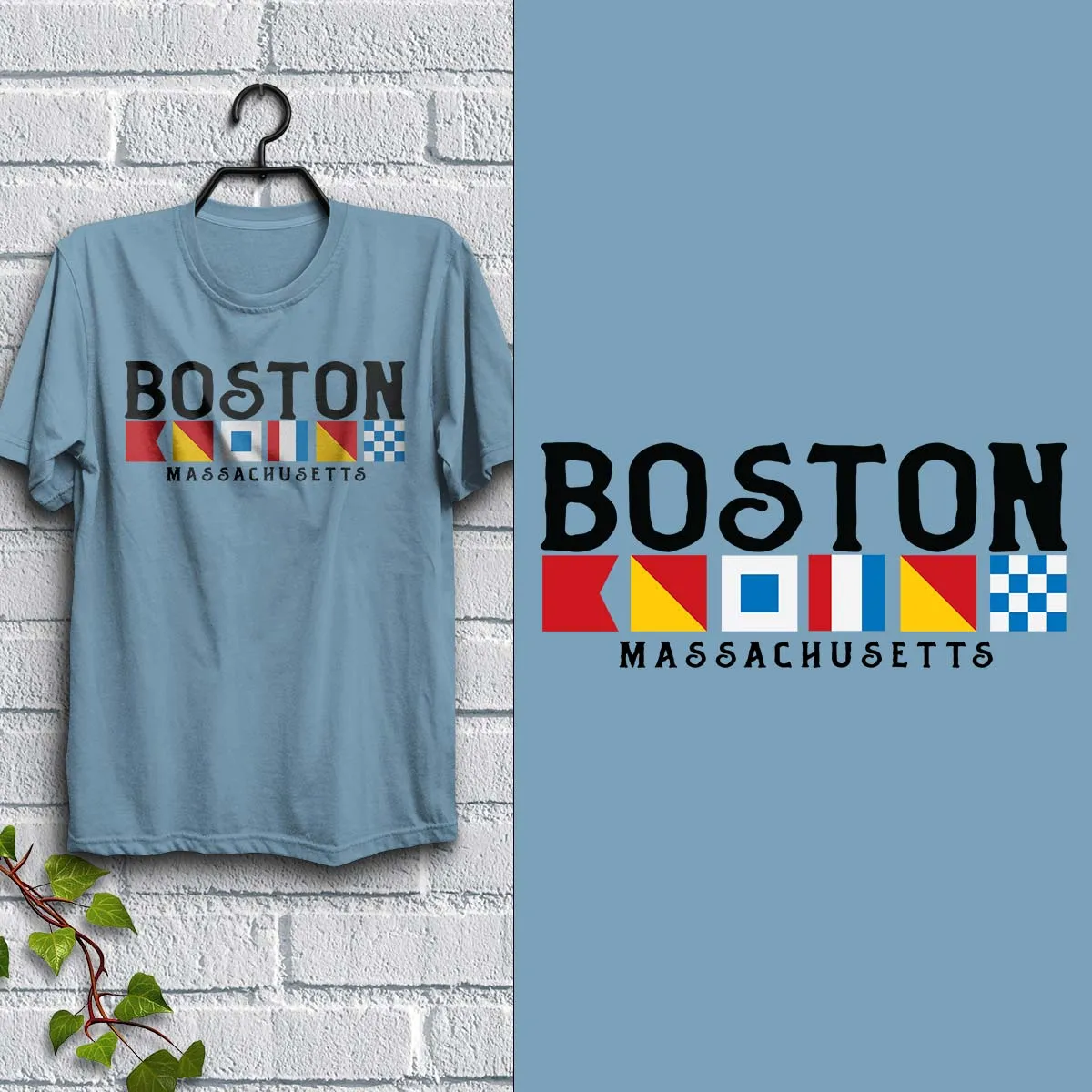 Nautical Flags Boston Massachusetts T-Shirt Adult Unisex S-2X, MA Tshirt