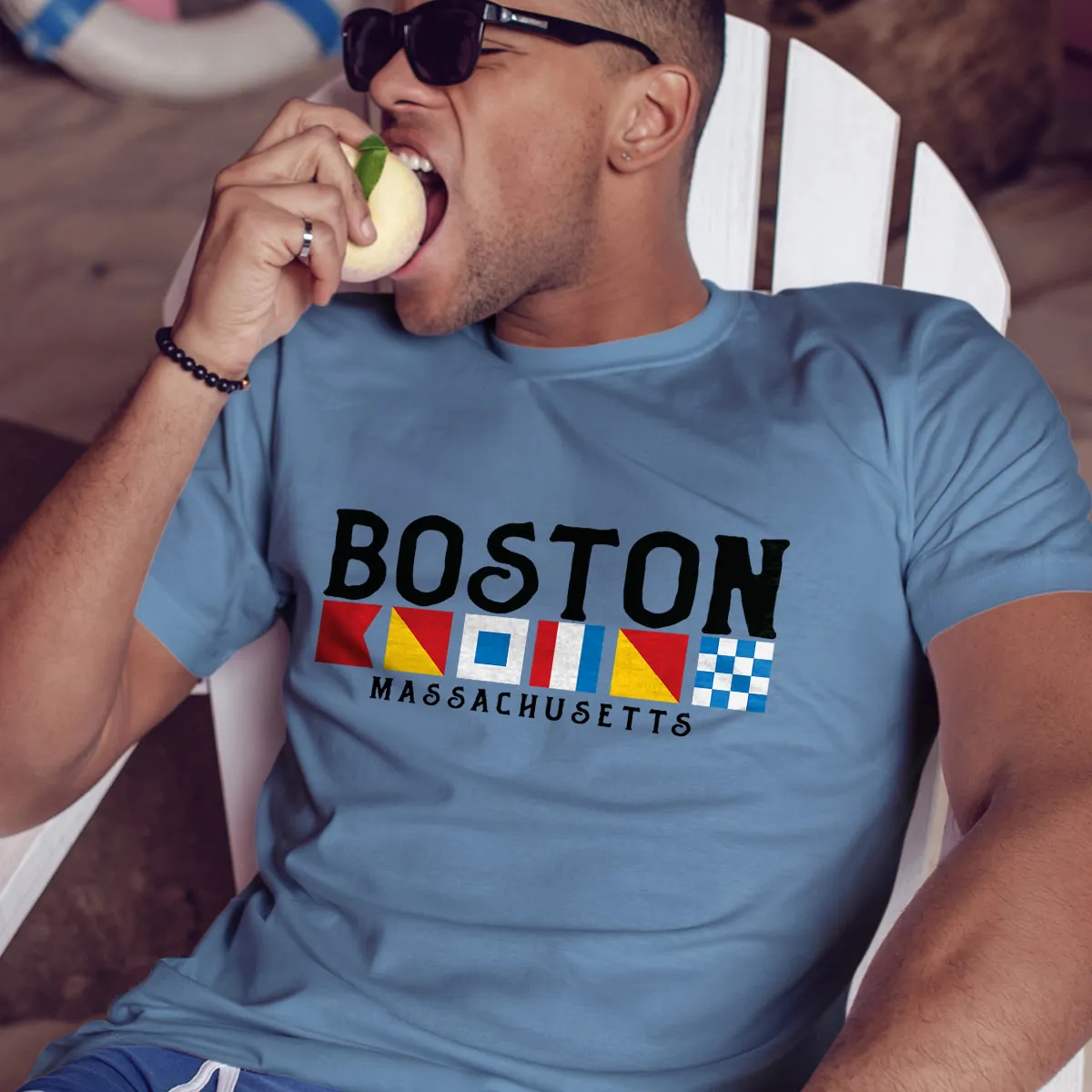 Nautical Flags Boston Massachusetts T-Shirt Adult Unisex S-2X, MA Tshirt