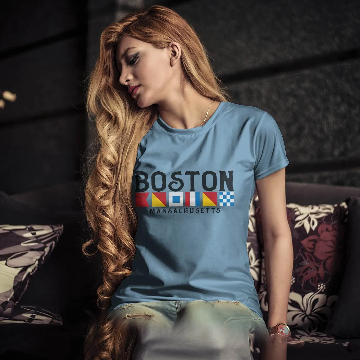 Nautical Flags Boston Massachusetts T-Shirt Adult Unisex S-2X, MA Tshirt