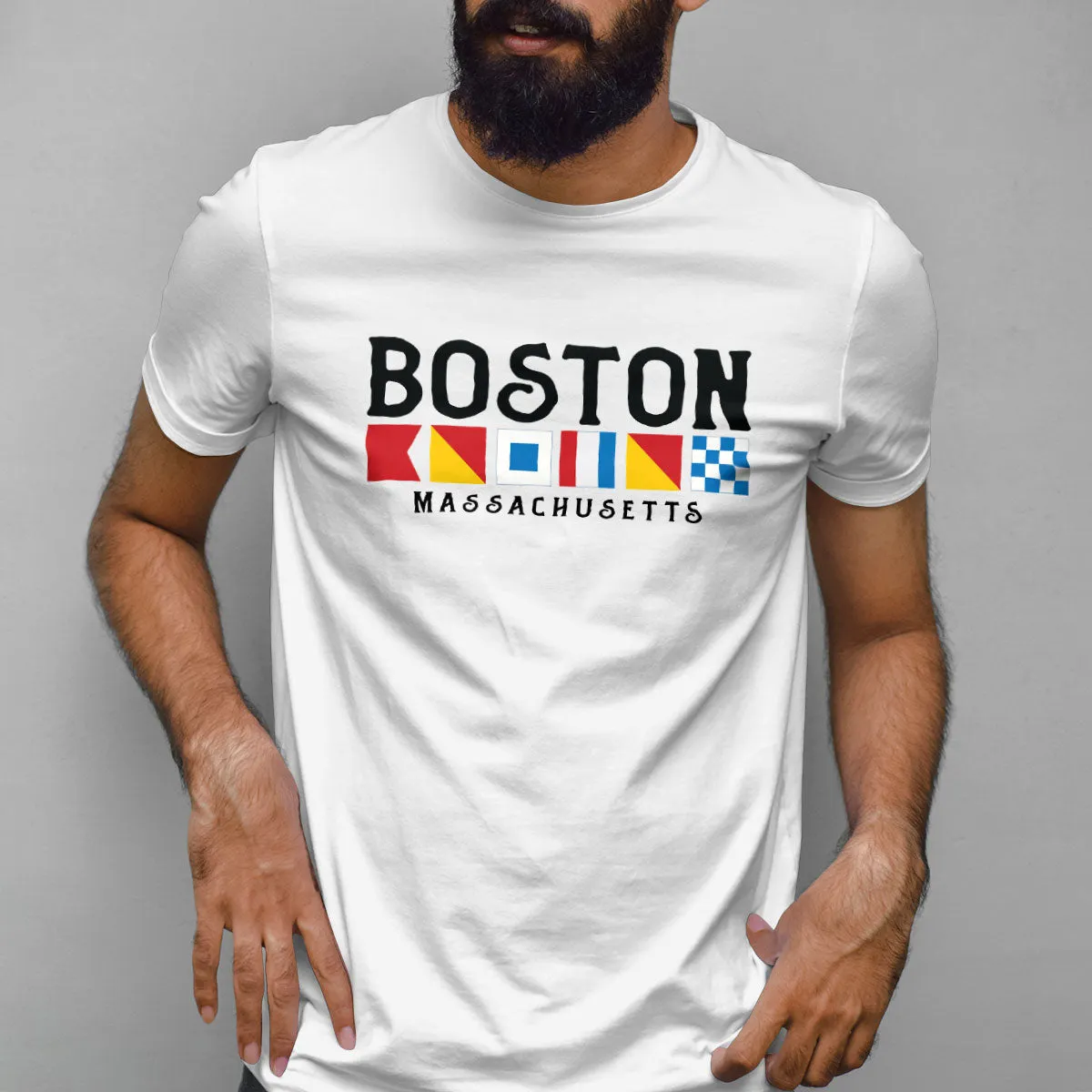 Nautical Flags Boston Massachusetts T-Shirt Adult Unisex S-2X, MA Tshirt