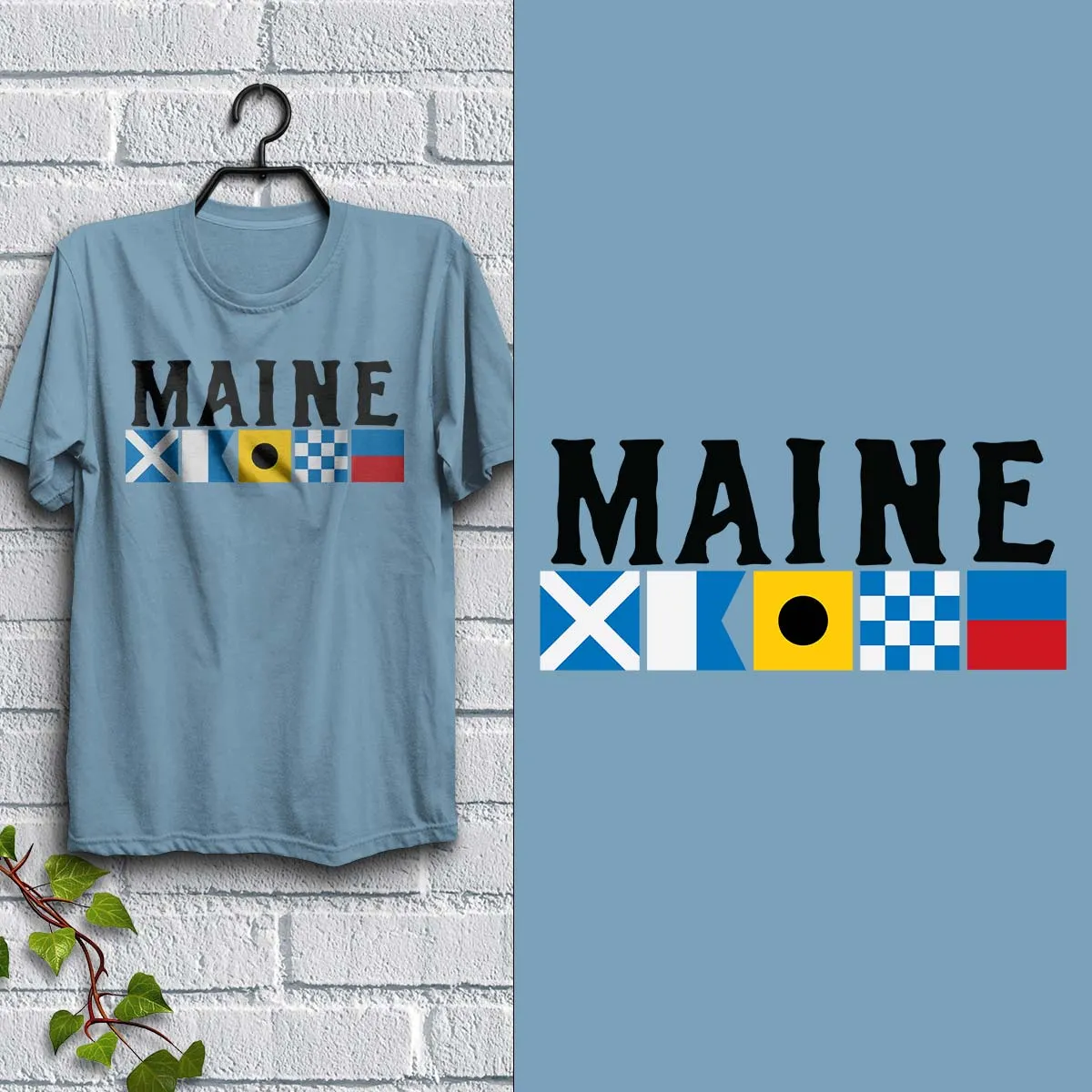 Nautical Flags Maine T-Shirt Adult Unisex S-2X, Maine Tshirt