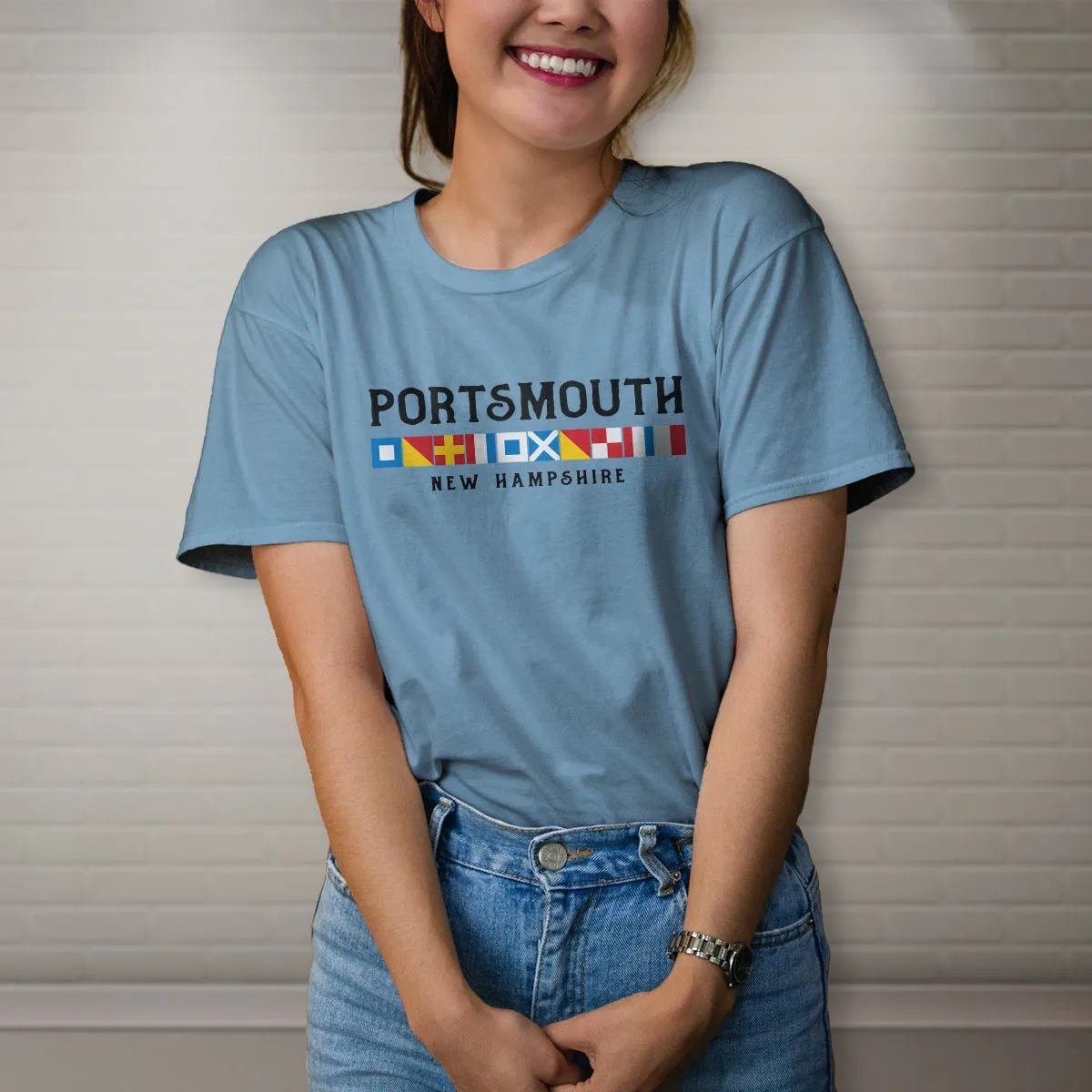 Nautical Flags Portsmouth New Hampshire T-Shirt Adult Unisex S-2X, NH Tshirt