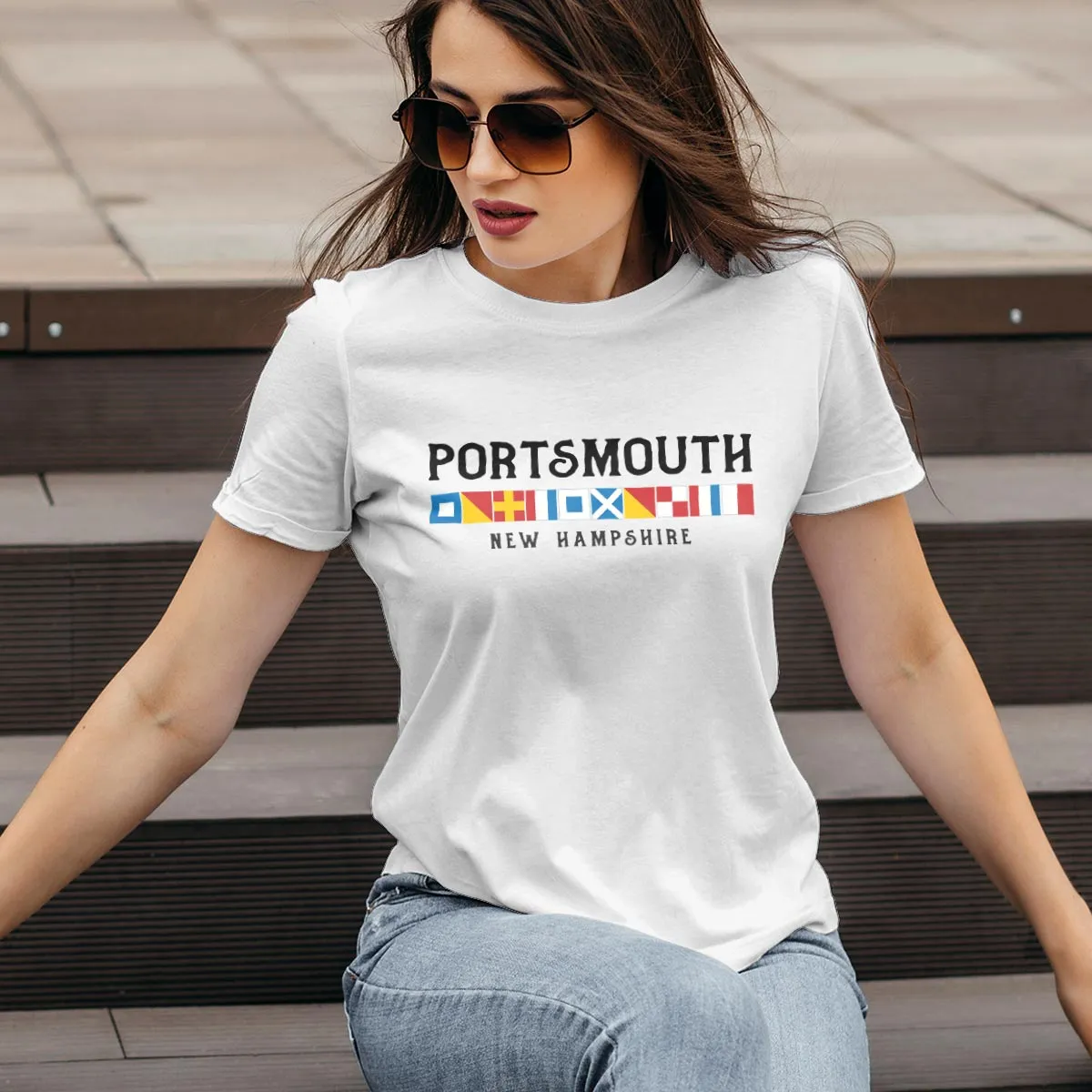 Nautical Flags Portsmouth New Hampshire T-Shirt Adult Unisex S-2X, NH Tshirt