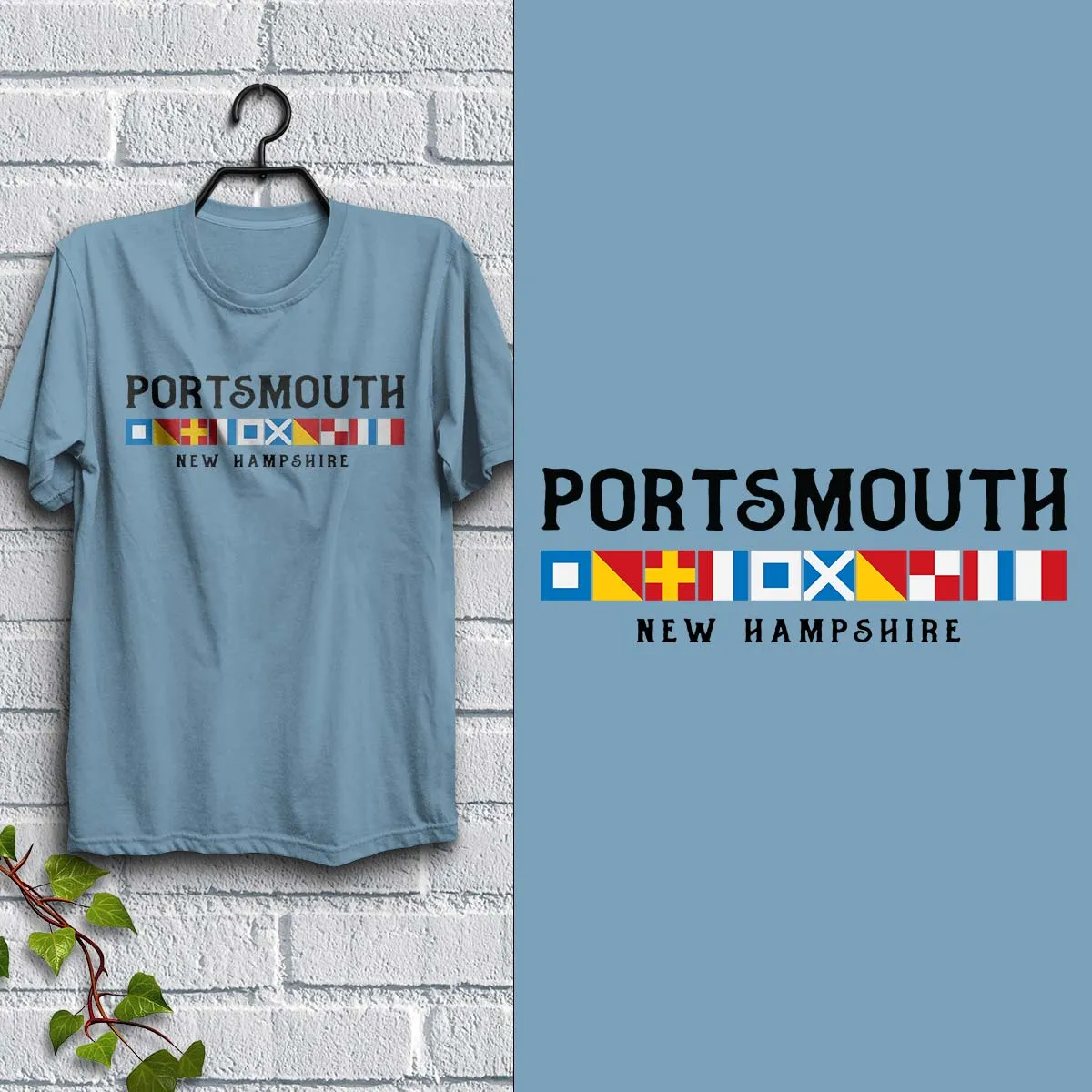 Nautical Flags Portsmouth New Hampshire T-Shirt Adult Unisex S-2X, NH Tshirt