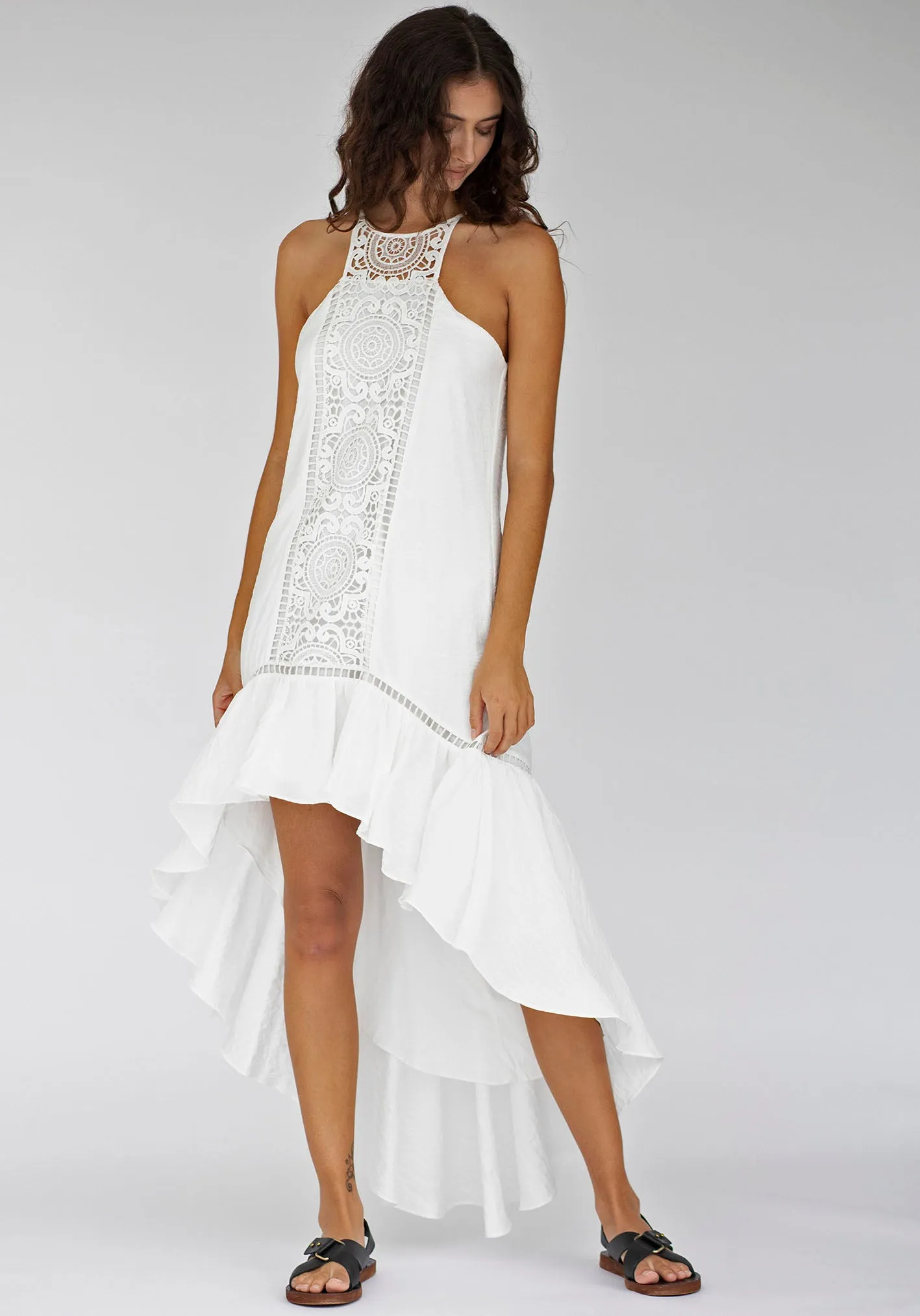 Noosa Lace Front High Low Hem Dress