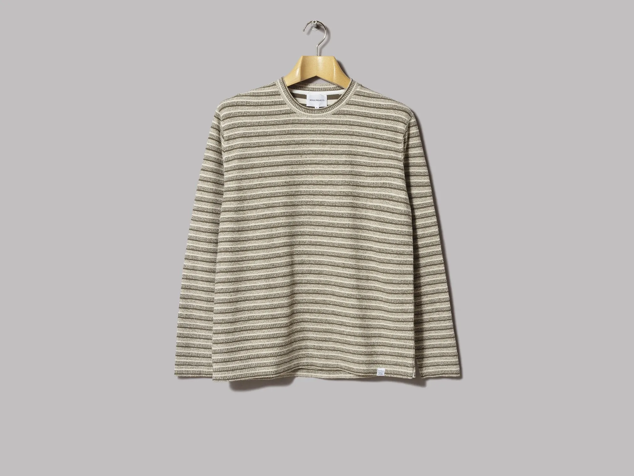 Norse Projects Johannes Textured Stripe Long Sleeve T-Shirt (Ivy Green)