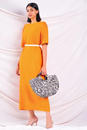 Orange Linen Maxi Dress