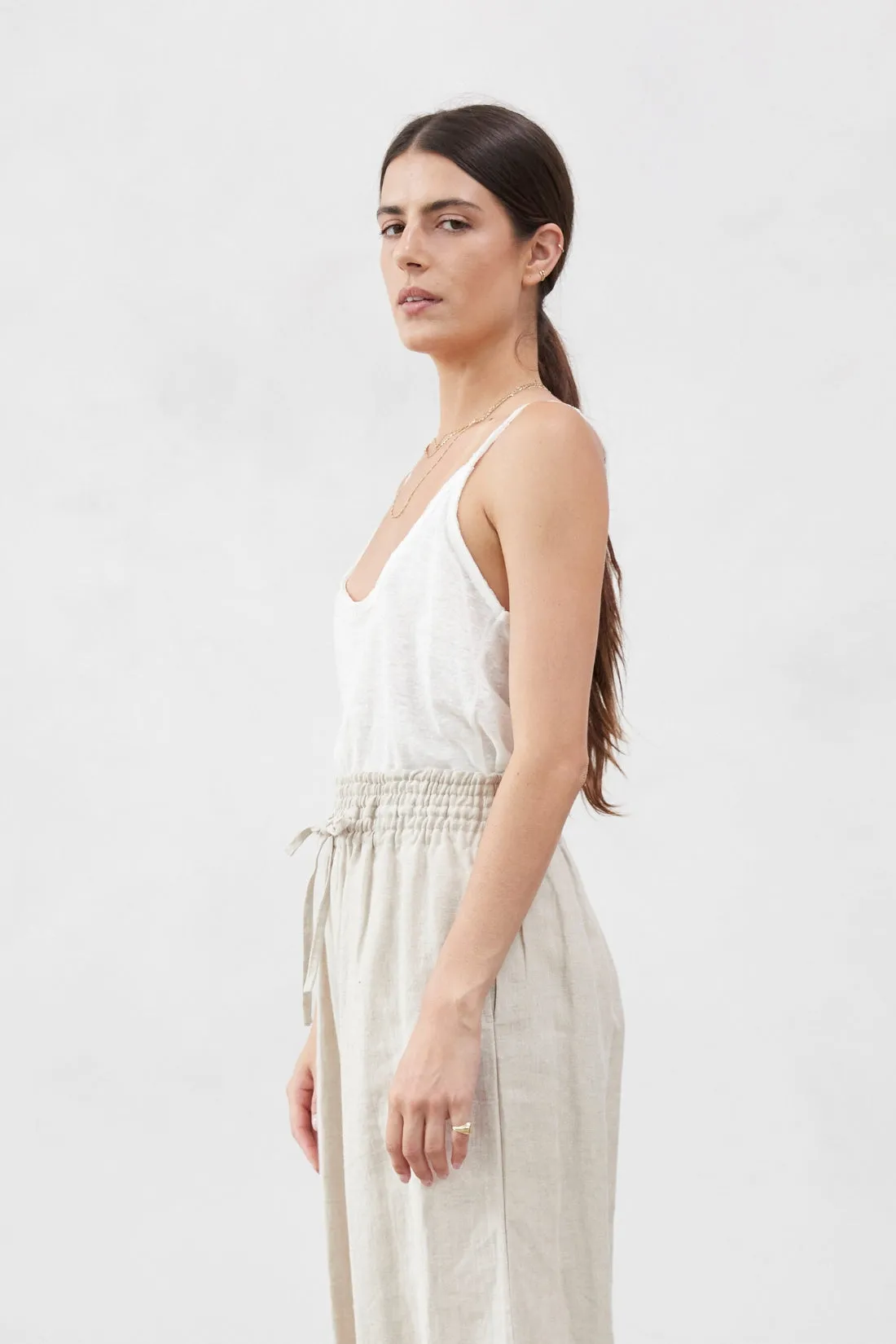 Paul  Linen Jersey Top Ivory