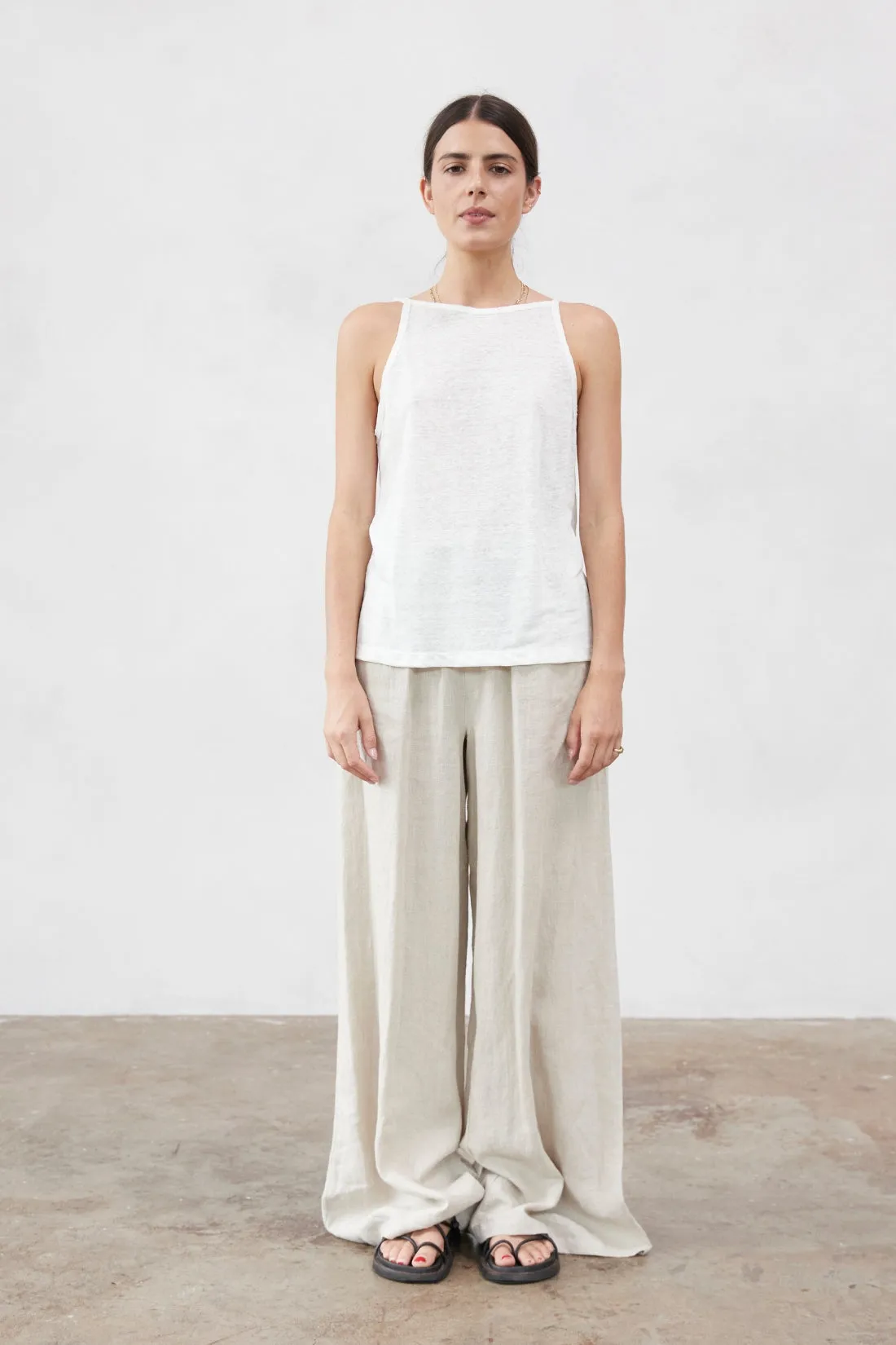 Paul  Linen Jersey Top Ivory