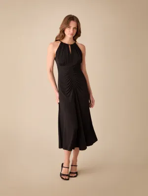 Petite Black Halterneck Midi Dress