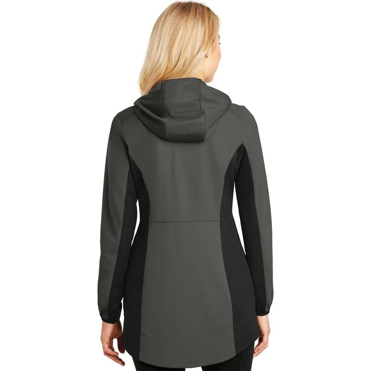 Port Authority Women's Grey Steel/Deep Black Active Hooded Soft Shell Jacket