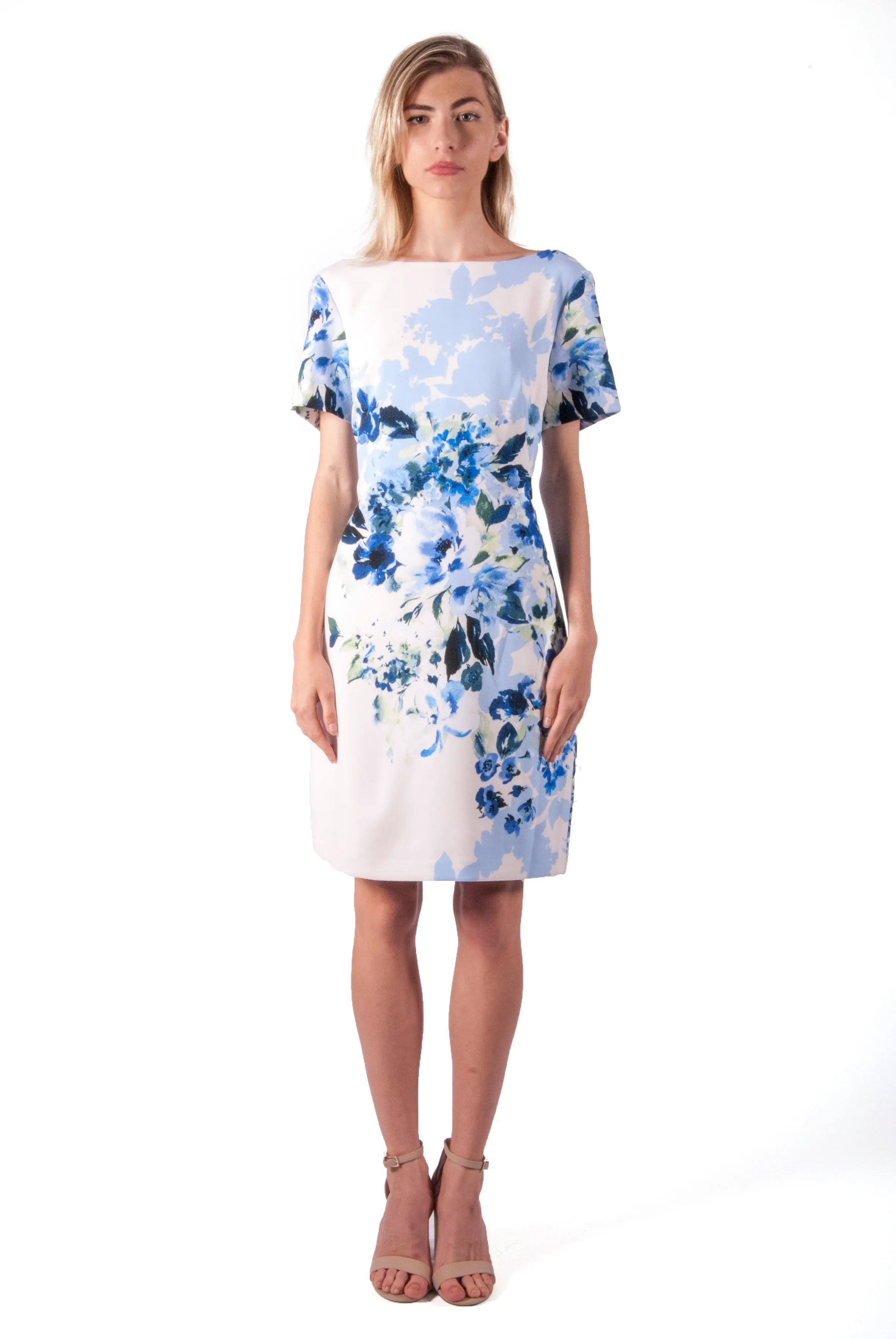 RALPH LAUREN-FLORAL SHORT SLEEVE SHIFT DRESS