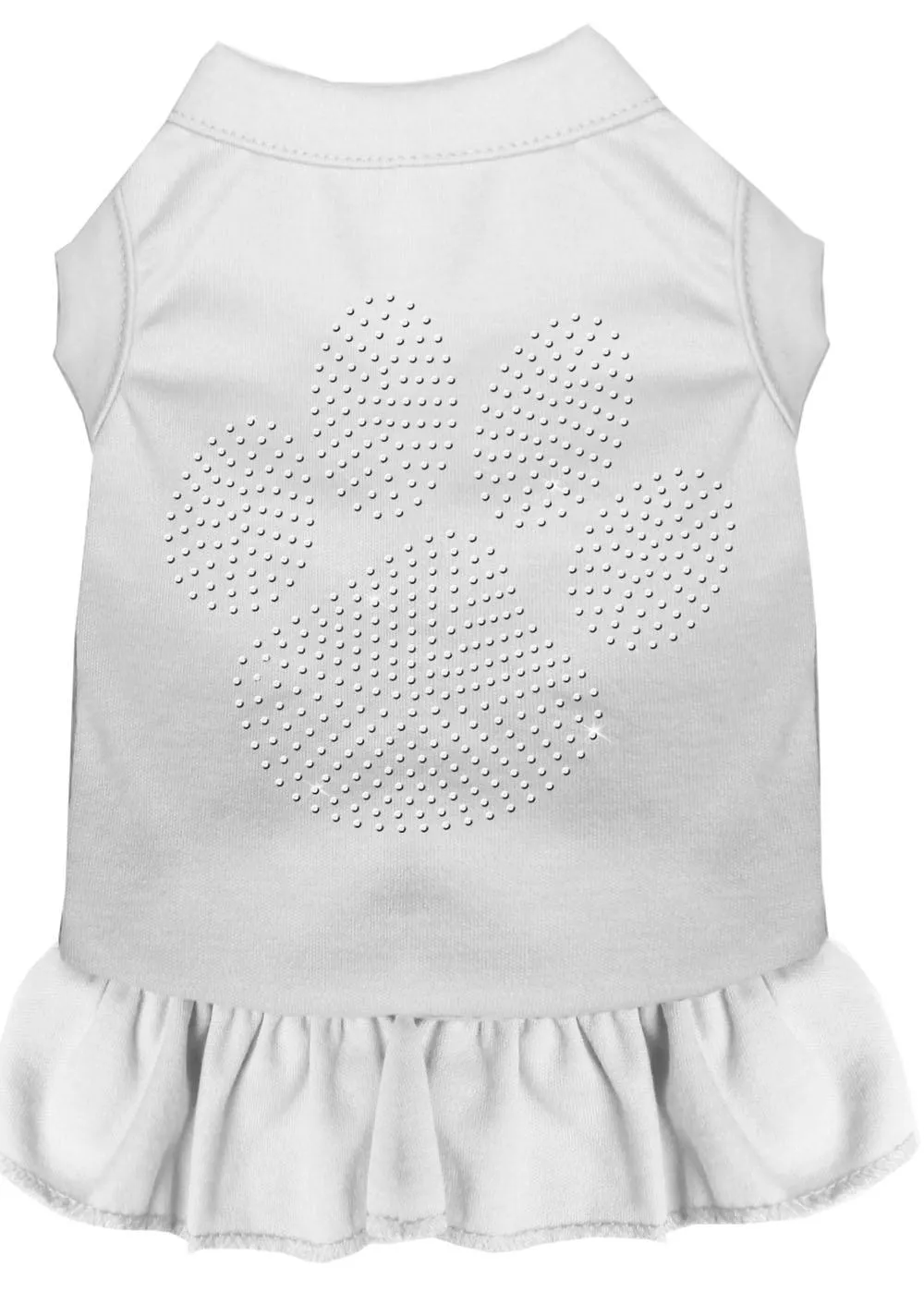 Rhinestone Clear Paw Dress White Med (12)