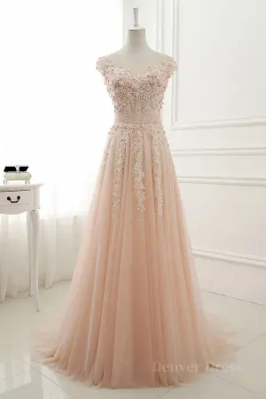 Round Neck Pink Lace Prom Dresses Pink Lace Formal Evening Dresses