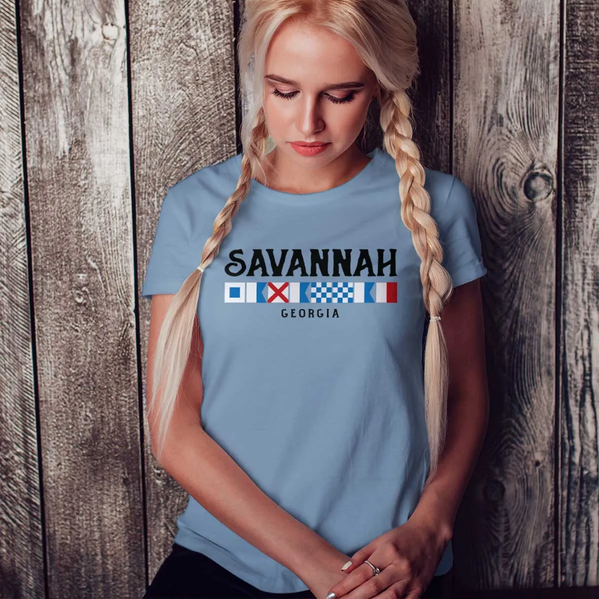 Savannah Georgia Nautical Flags T-Shirt, Adult Unisex 100% Cotton, S-2X