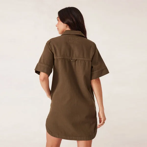 Side Pocket Boxy Dress - Deep Olive