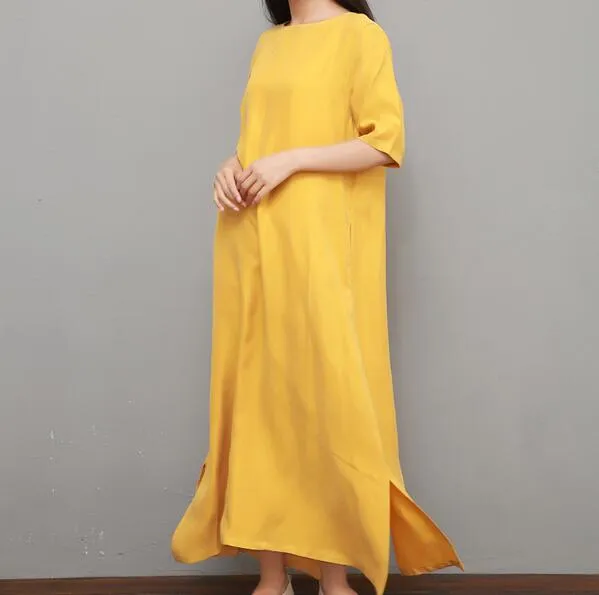 Silk Women Dresses Summer Dresses Women 3/4 Sleeves Dresses 9504