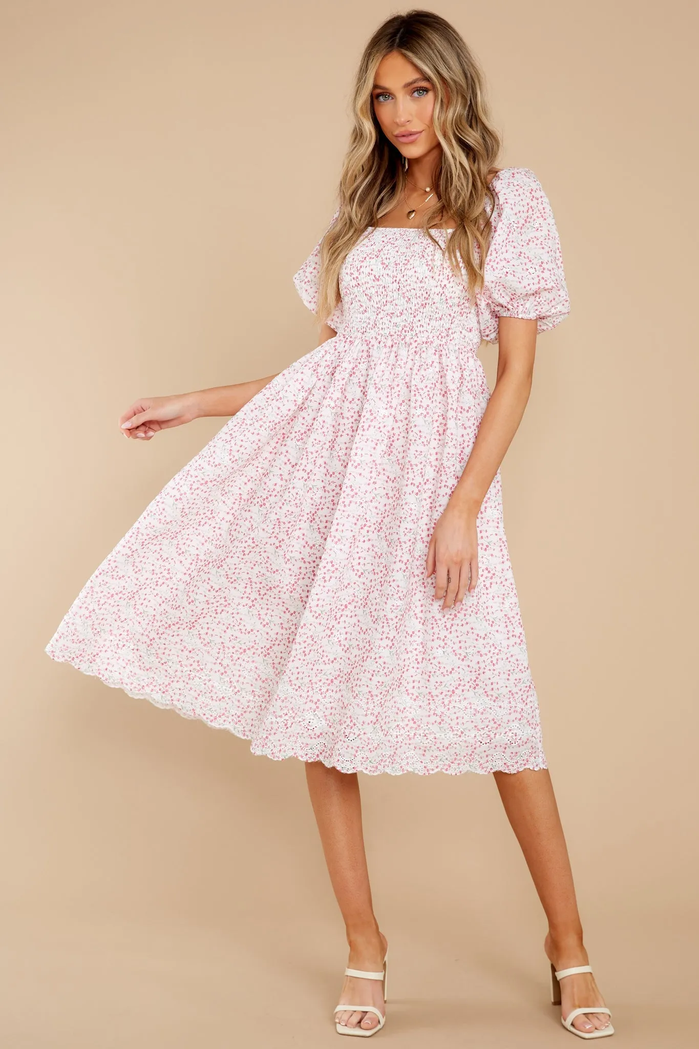 Time Is Precious Pink Floral Print Dress