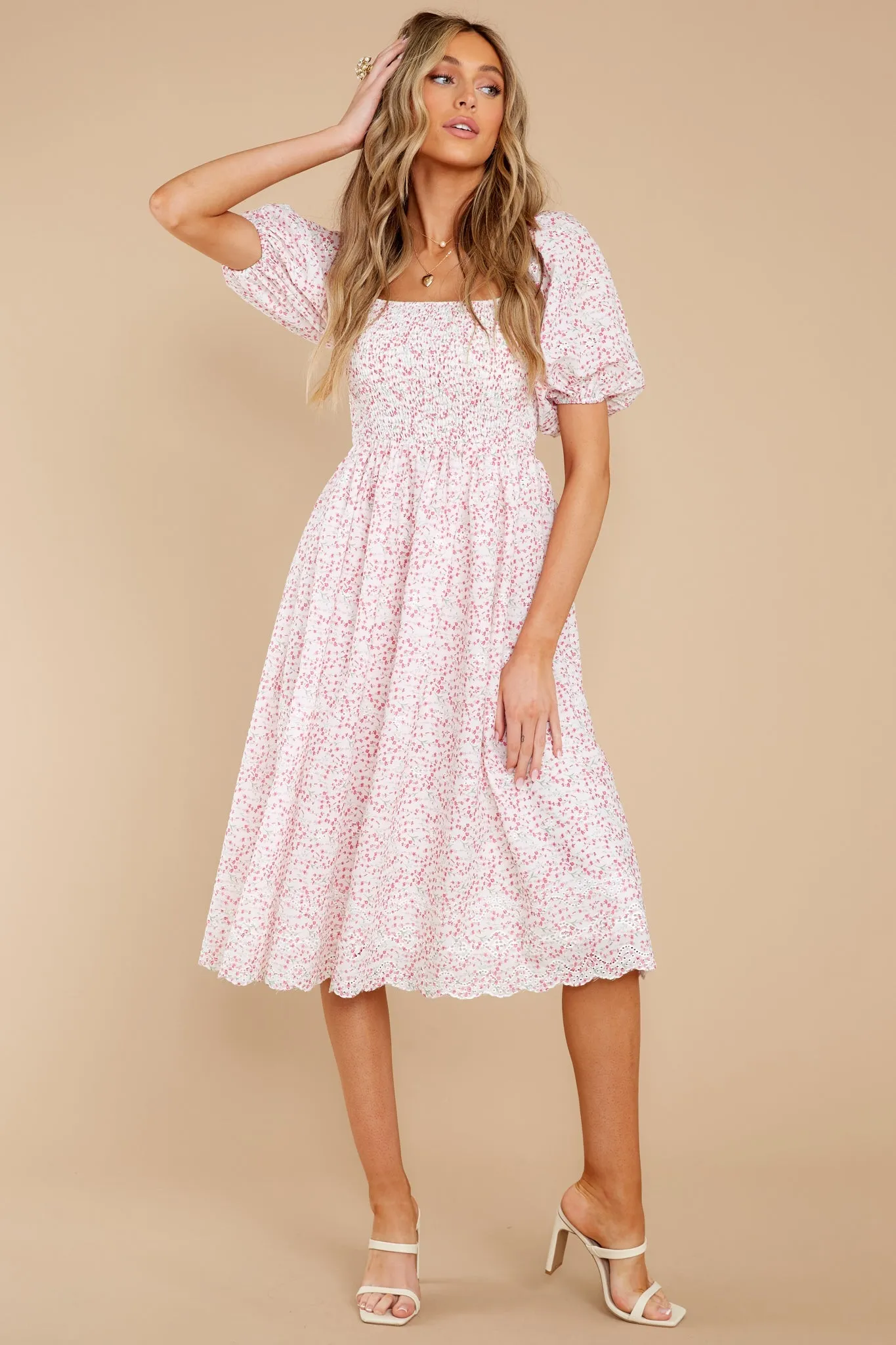 Time Is Precious Pink Floral Print Dress