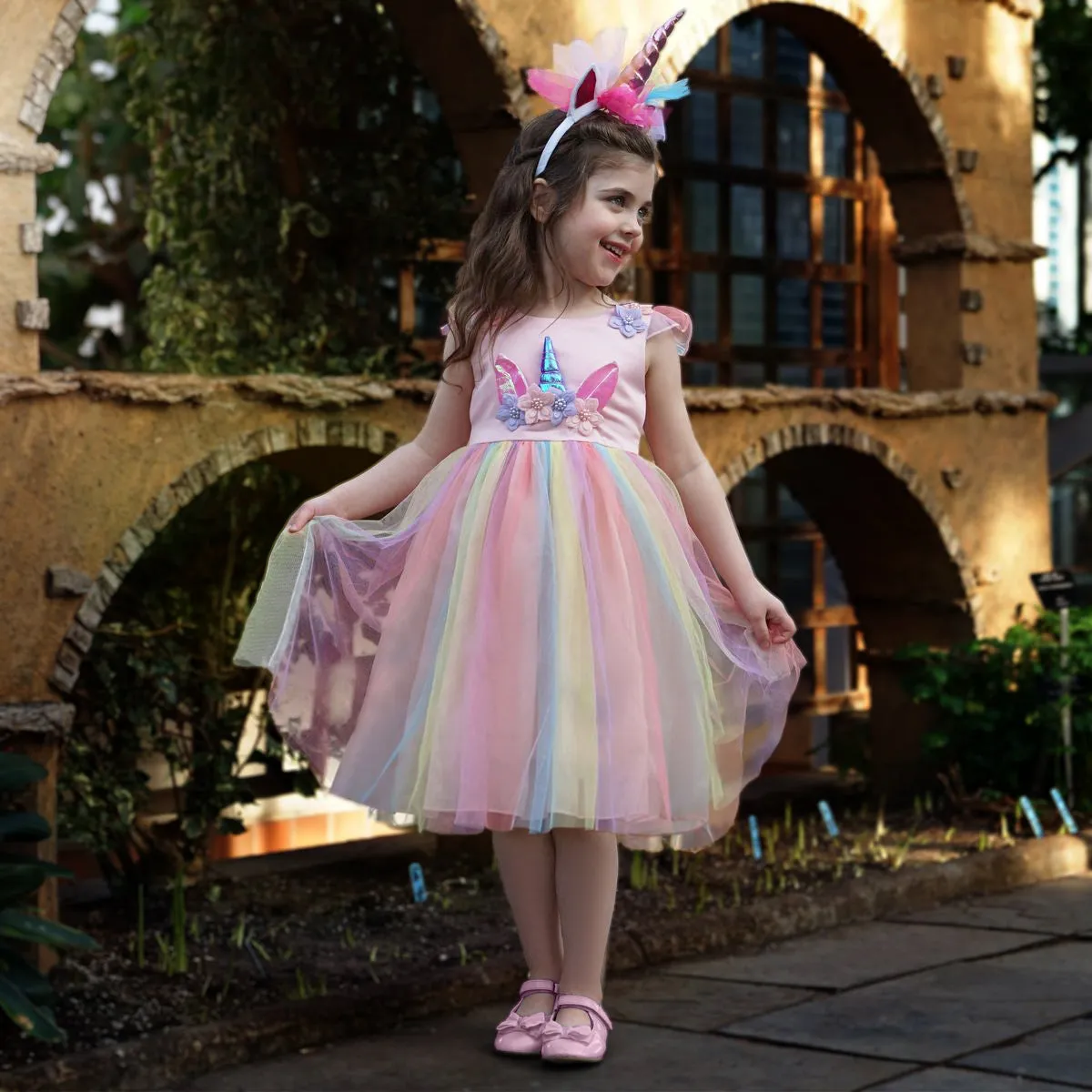 Unicorn Princess Dress - Rainbow