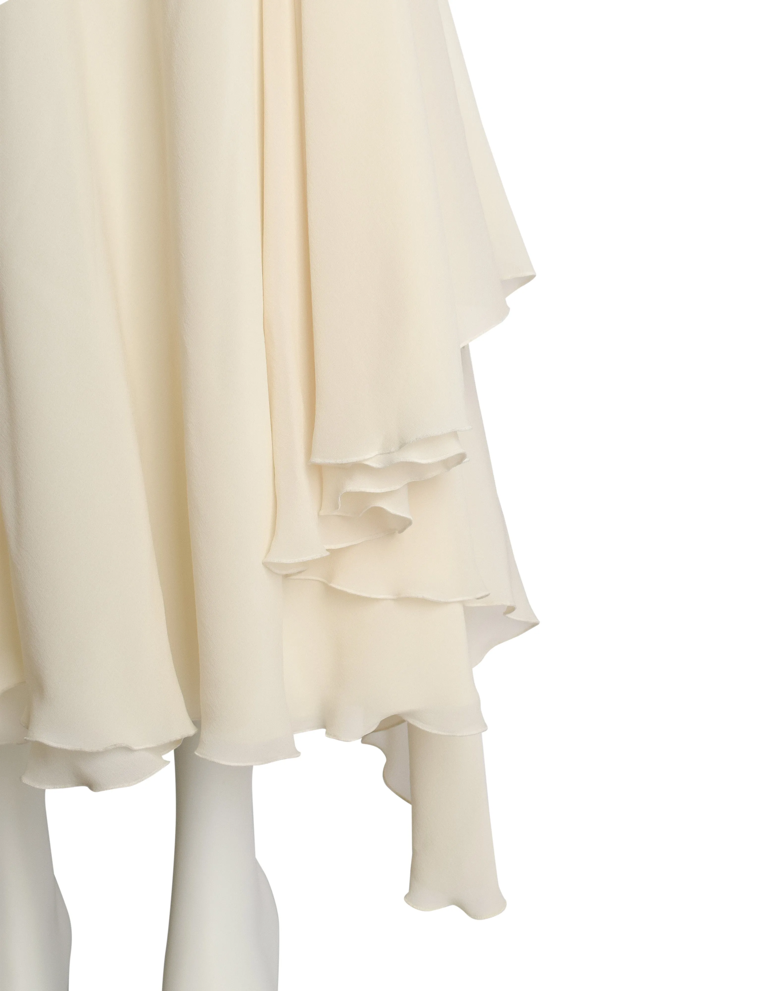 Valentino Vintage Layered Cream Silk Crepe Flowing Dress