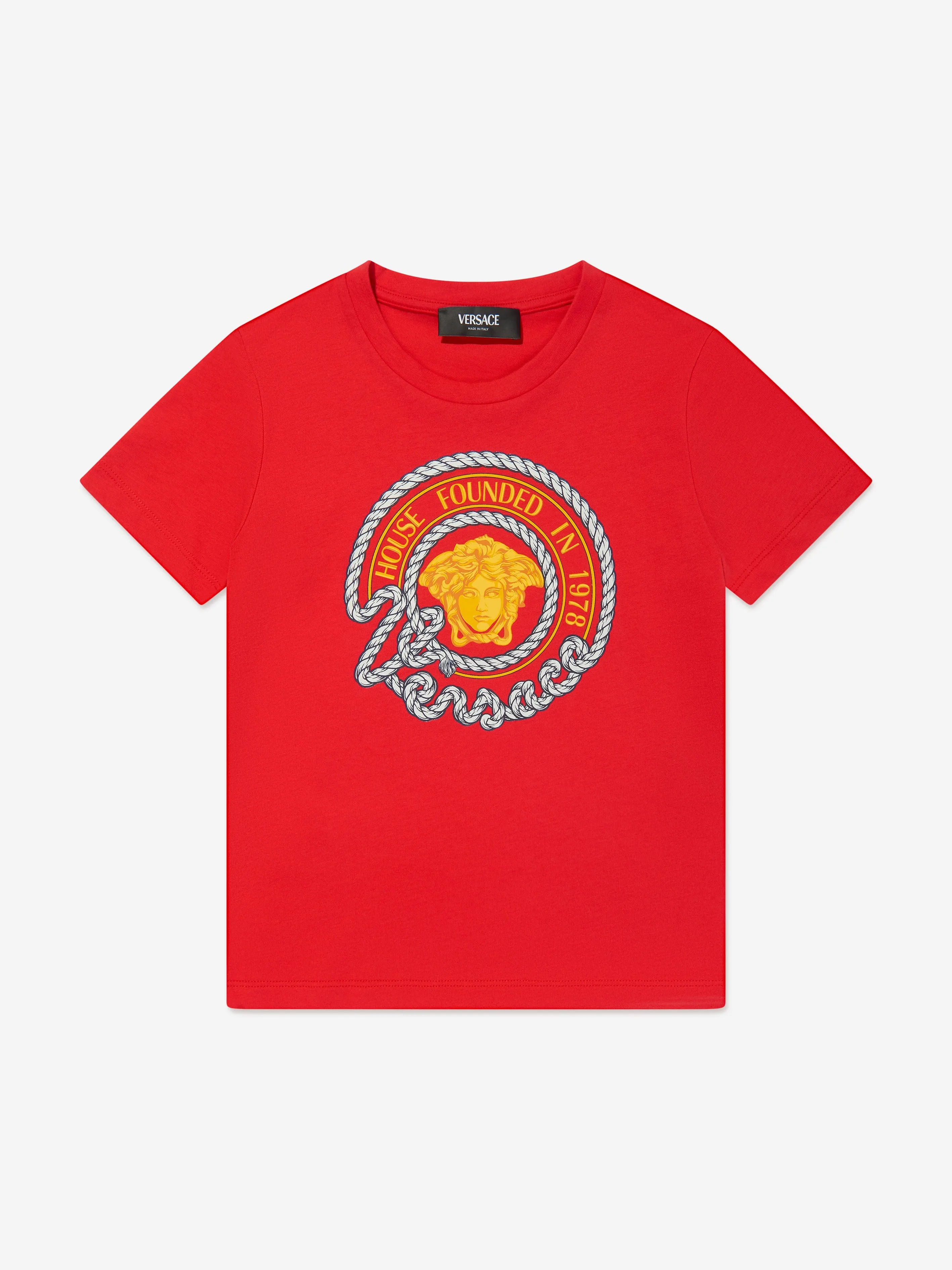 Versace Boys Nautical Medusa Logo T-Shirt in Red