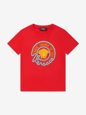 Versace Boys Nautical Medusa Logo T-Shirt in Red