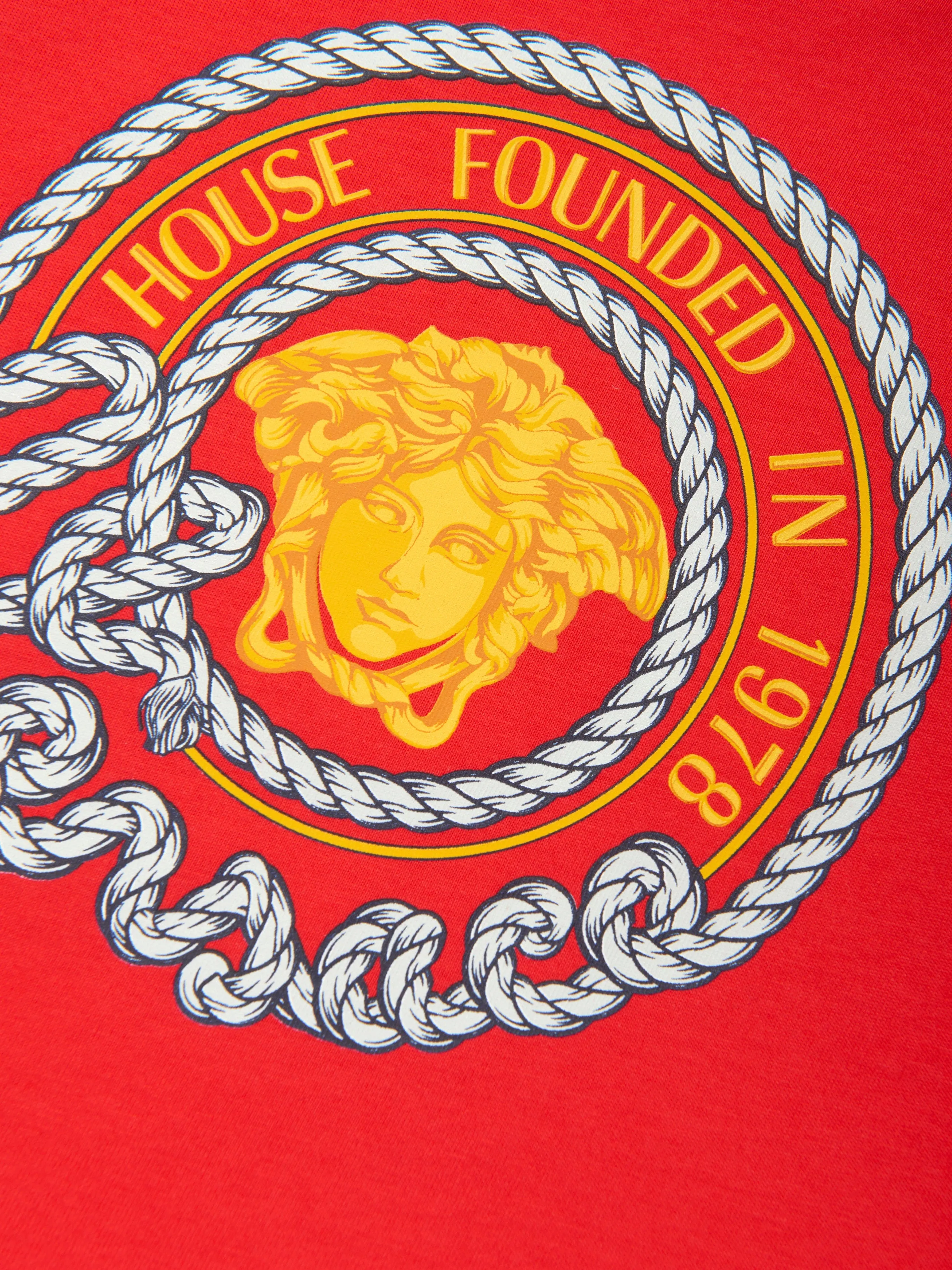 Versace Boys Nautical Medusa Logo T-Shirt in Red