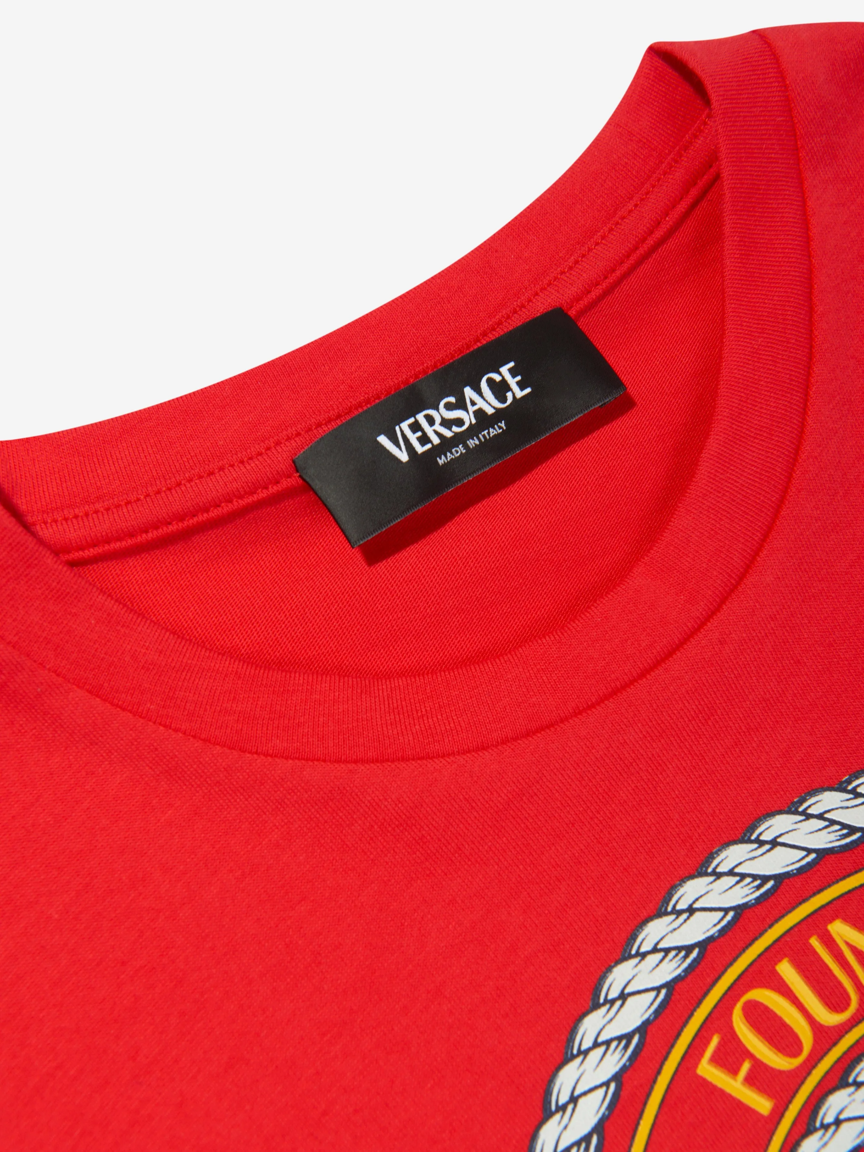 Versace Boys Nautical Medusa Logo T-Shirt in Red