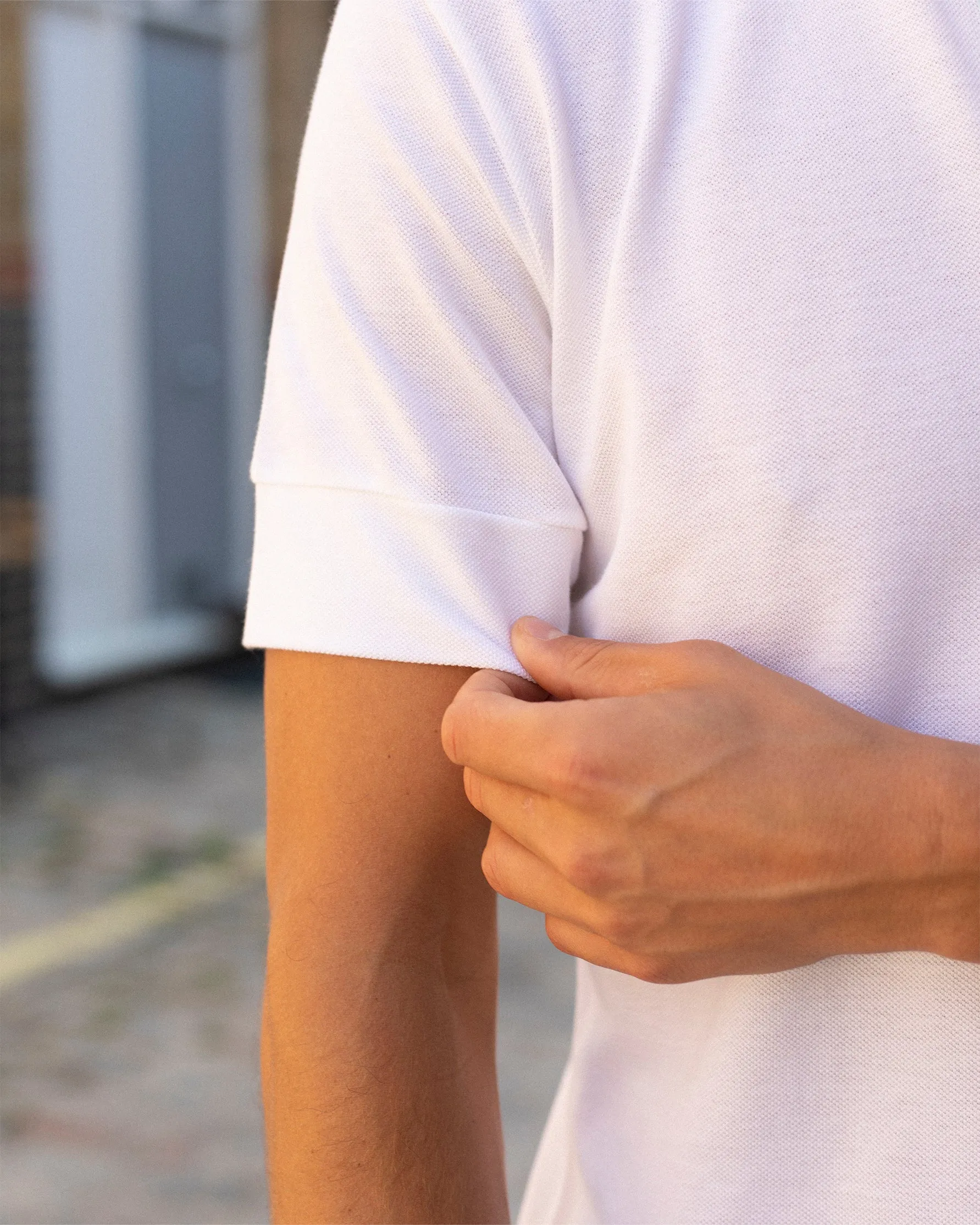 White Twin-Trim Short Sleeve Polo