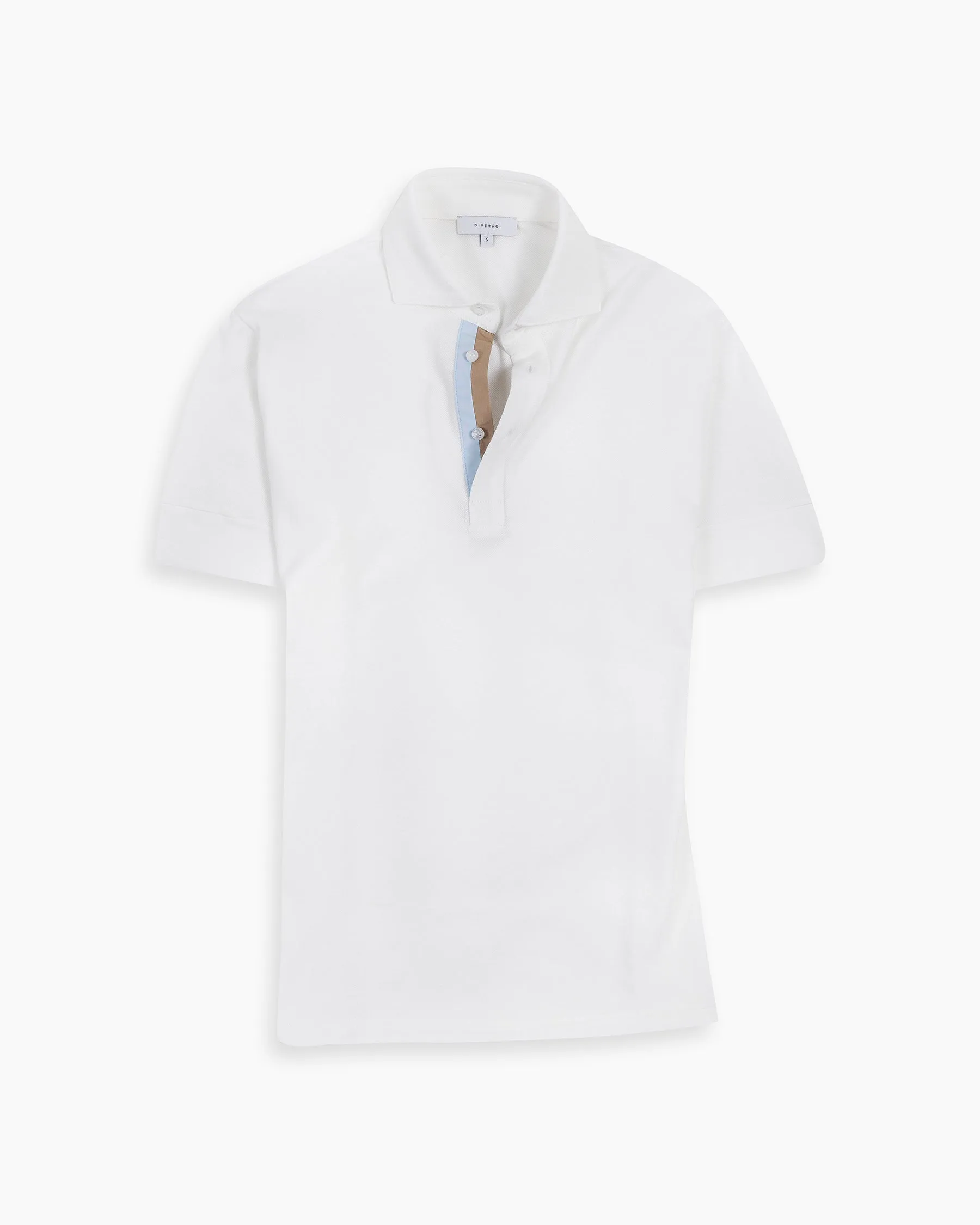 White Twin-Trim Short Sleeve Polo