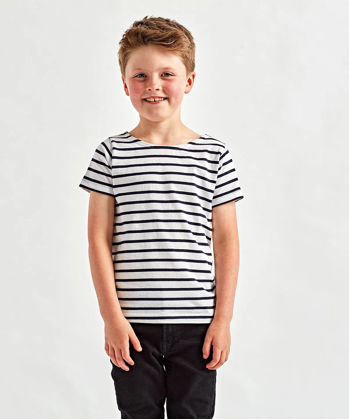 White/Navy - Kids Marinière coastal short sleeve tee